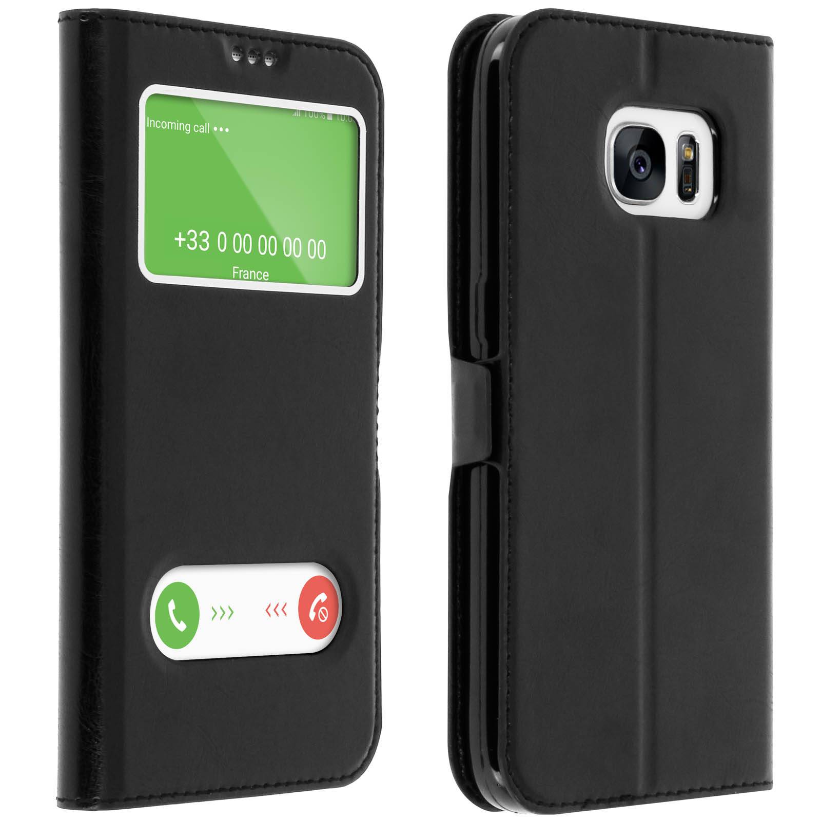 Housse pour Samsung Galaxy S7 Étui Double Fenêtre Coque Silicone Gel-1
