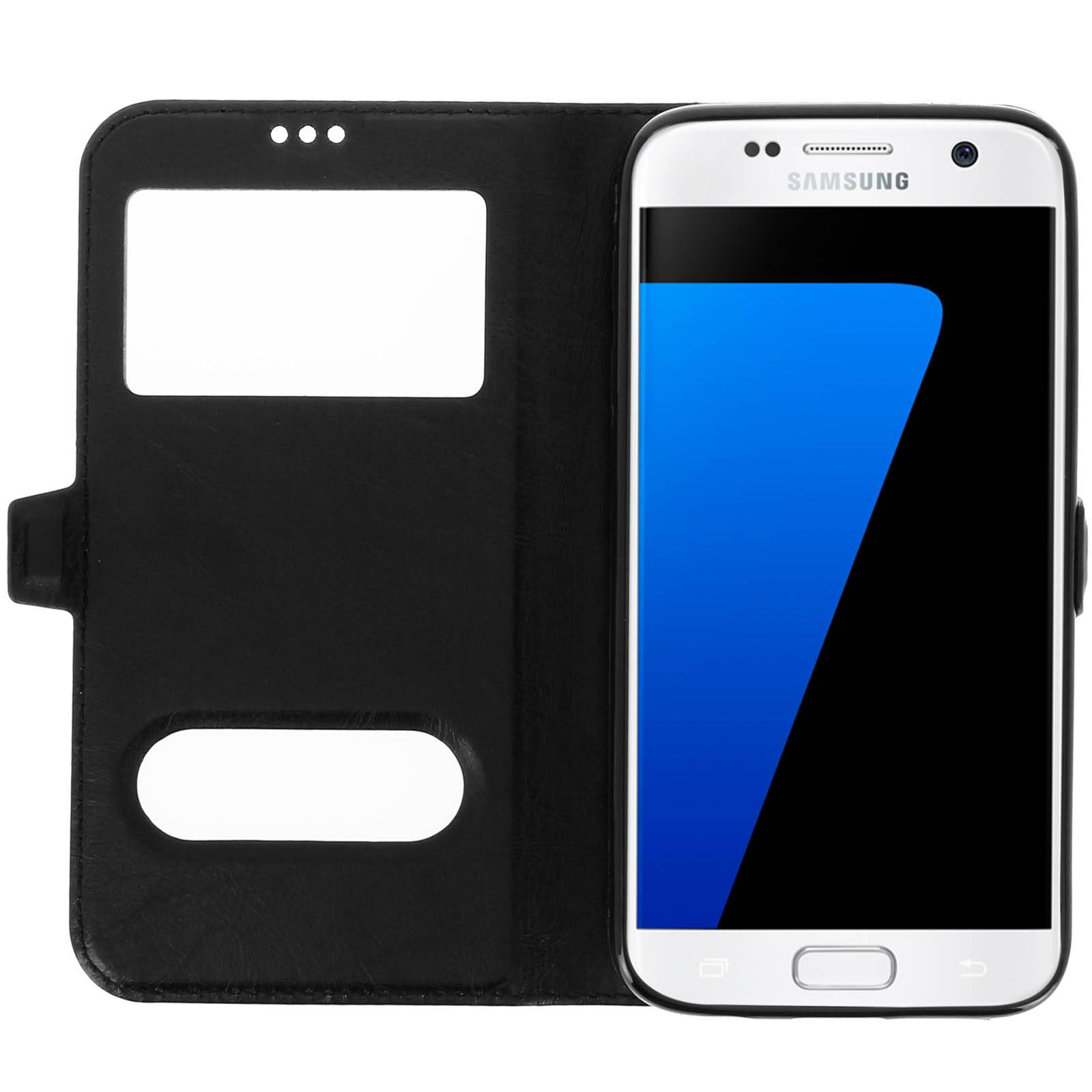 Housse pour Samsung Galaxy S7 Étui Double Fenêtre Coque Silicone Gel-2
