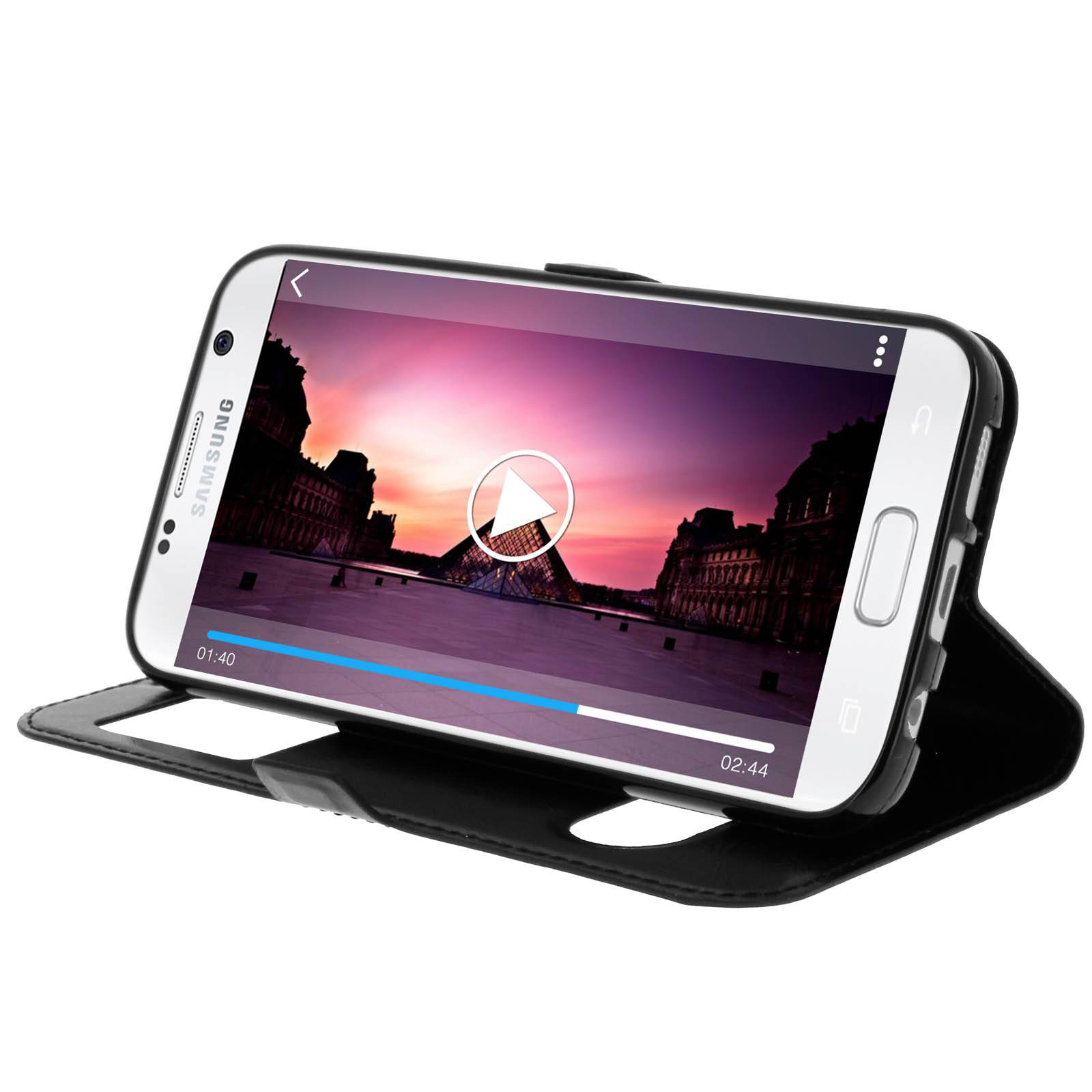 Housse pour Samsung Galaxy S7 Étui Double Fenêtre Coque Silicone Gel-3