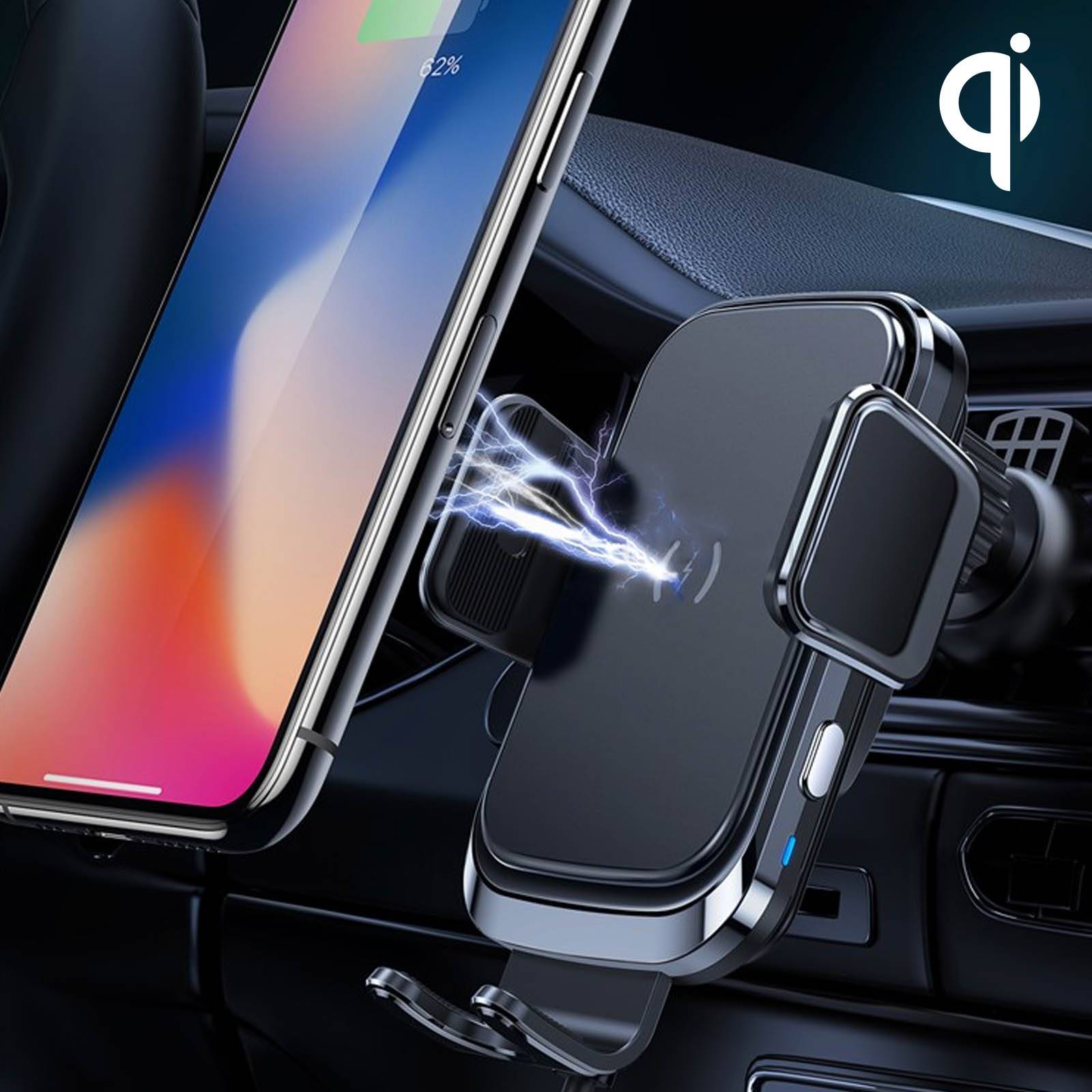 Support Voiture 2 en 1 Charge Qi Ventouse et Grille d'aération-3