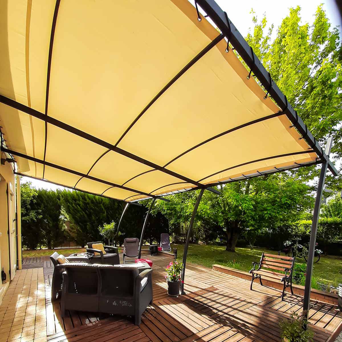 Toile Pergola Ivoire 5x8 m - garantie 10 ans Tecplast xp640pr - Made in France-0