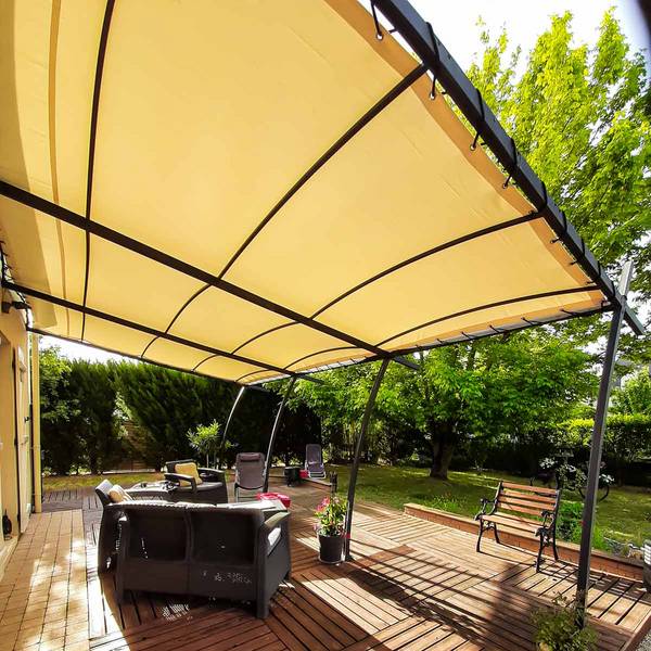 Toile Pergola Ivoire 2x2.5 m - garantie 10 ans Tecplast xp640pr Made in France