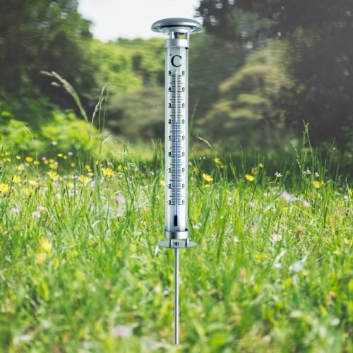 Thermomètre géant de jardin led solaire-0
