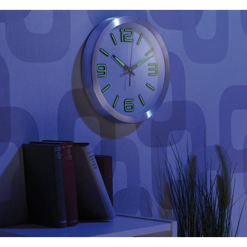 Horloge phosphorescente à fond blanc radio-pilotée-1