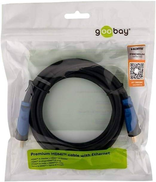 Câble de liaison Goobay HDMI Fiche mâle HDMI-A 1 m noir 72316 contacts dorés Câble HDMI-1