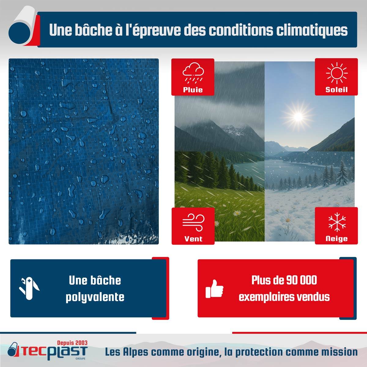 Bâche de protection Tecplast sr150mu 2x3 m - verte et bleue - haute qualité-1
