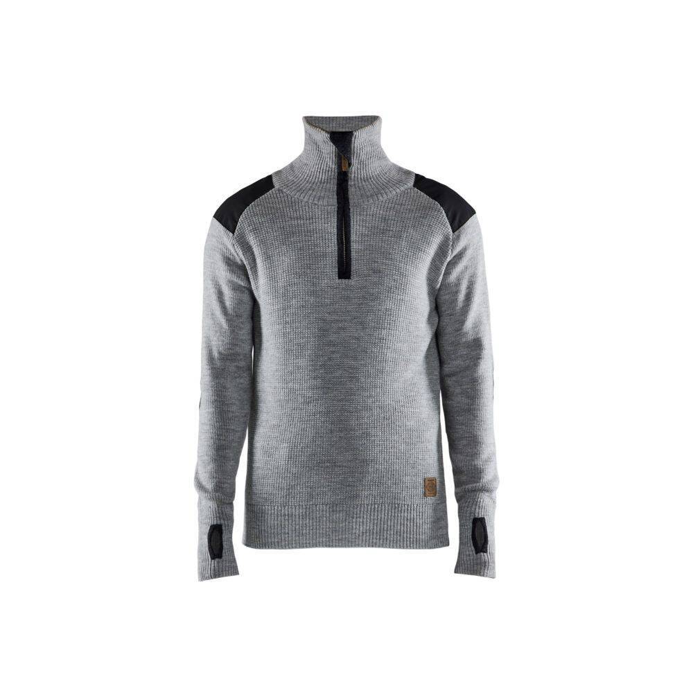 Sweat en laine col zippé BLAKLADER Gris Chiné XS-0