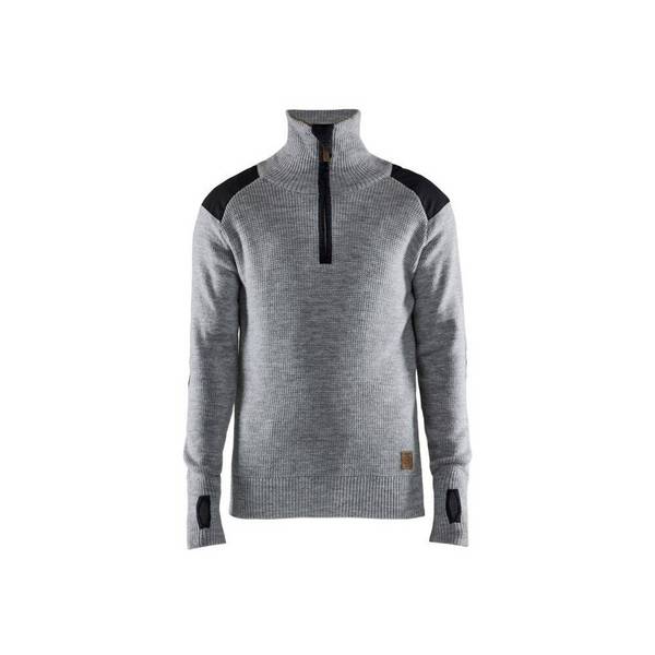 Sweat en laine col zippé BLAKLADER Gris Chiné XS