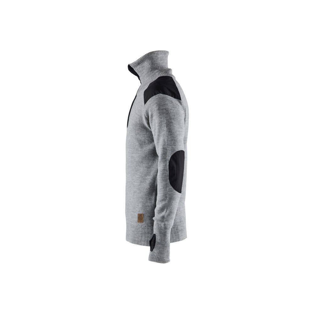 Sweat en laine col zippé BLAKLADER Gris Chiné XS-3
