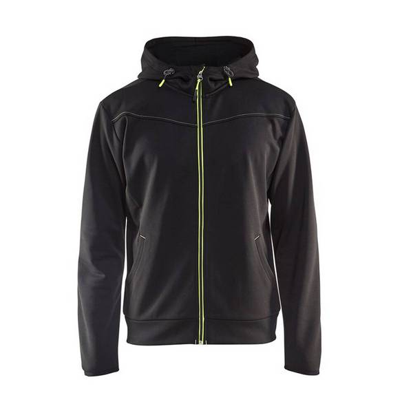 Sweat shirt à capuche Blaklader zippé contrast Noir / Jaune S