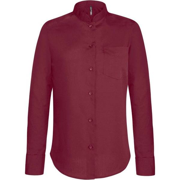 Chemise de travail manches longues col mao FEMME KARIBAN Bordeaux XS