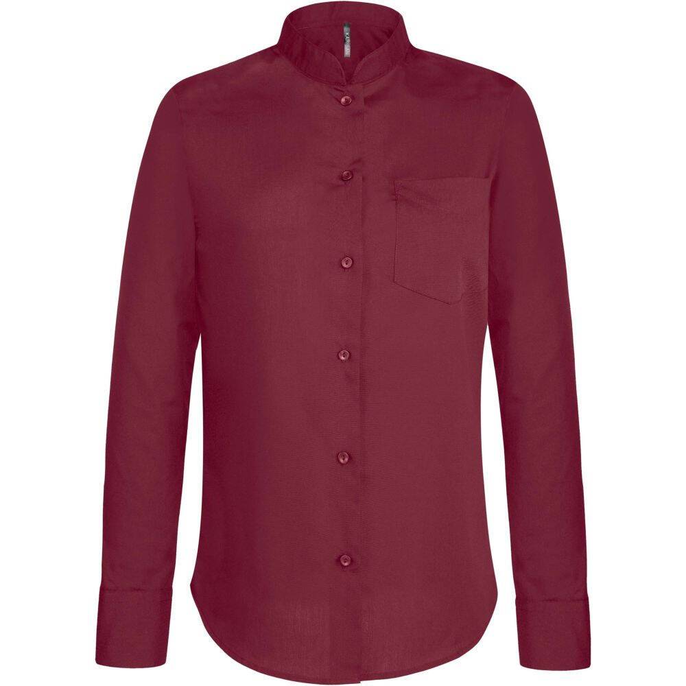Chemise de travail manches longues col mao FEMME KARIBAN Bordeaux XS-0