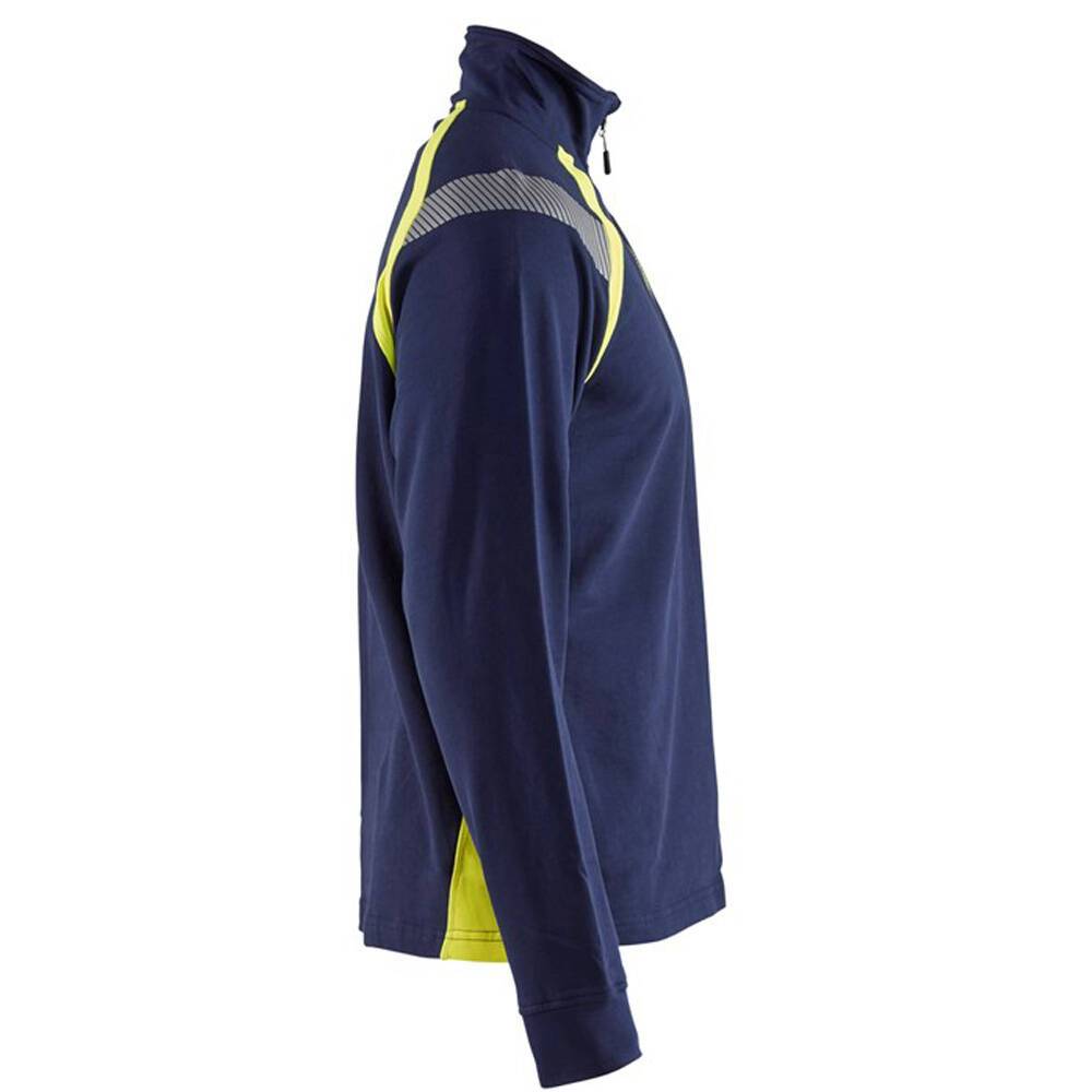 Sweat haute visibilité Blaklader col camionneur Marine / Jaune L-1