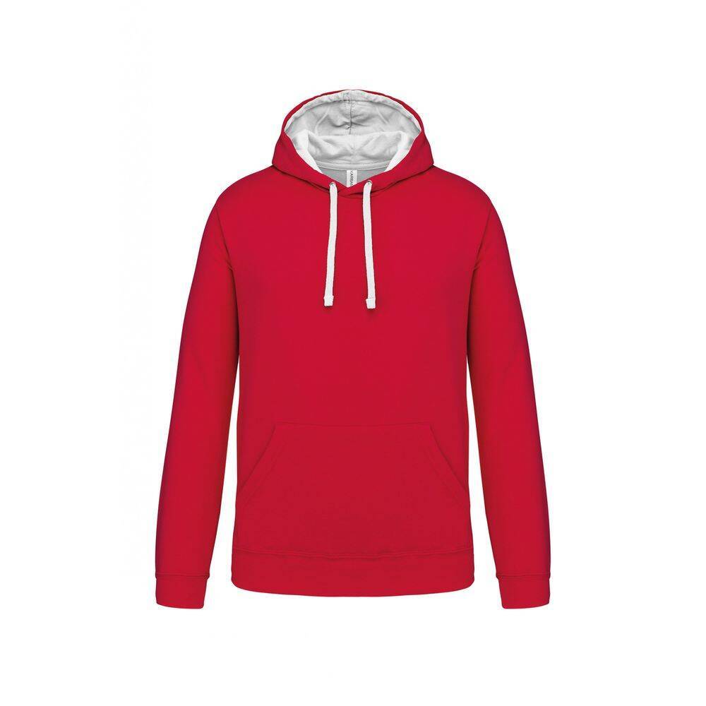 Sweat-shirt à capuche contrastée Kariban homme Rouge / Blanc M-0