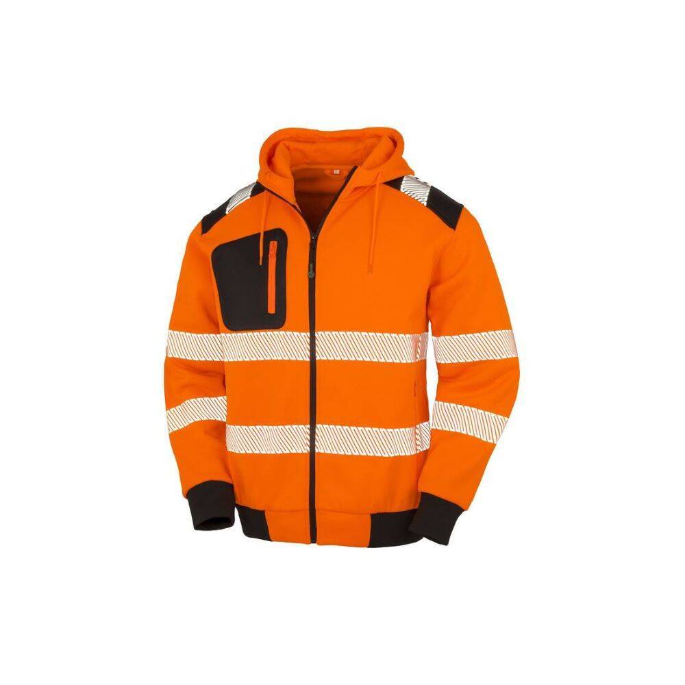 Sweat capuche zippé HV en polyester recyclé RESULT Orange / Noir 3XL-0