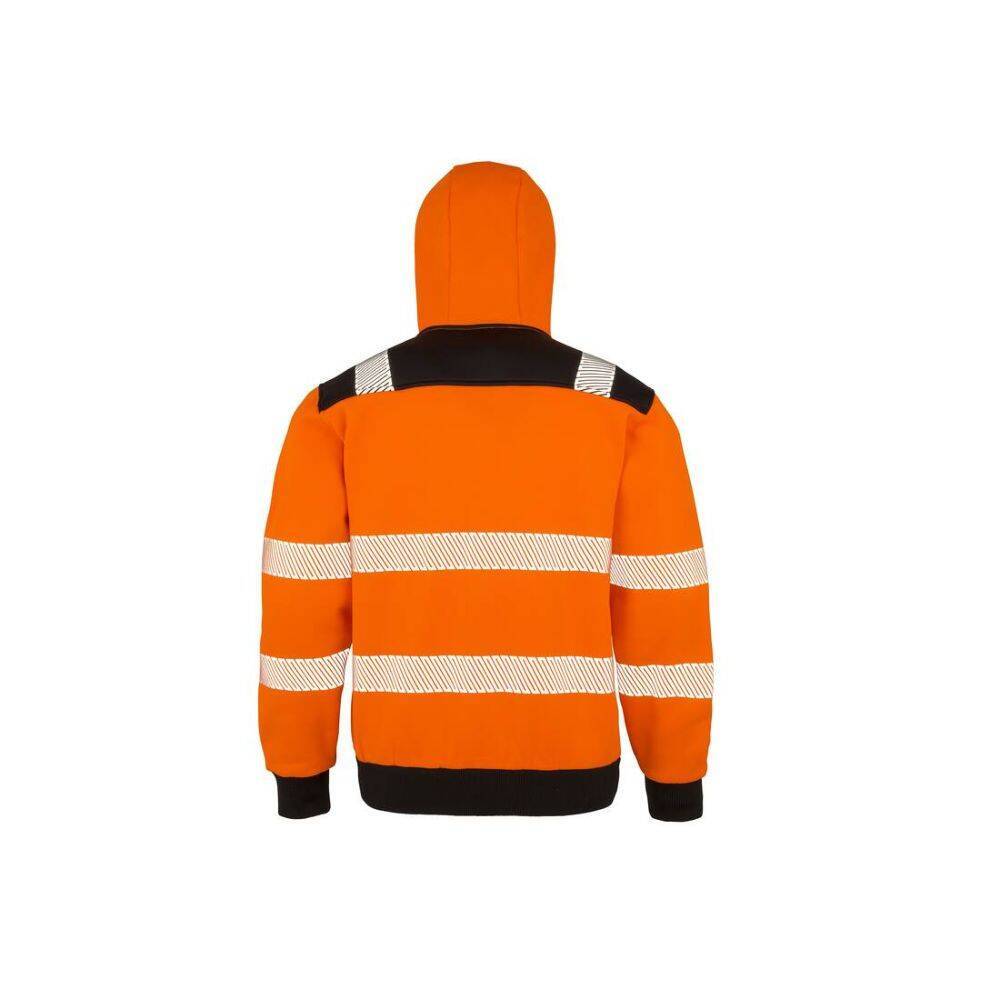 Sweat capuche zippé HV en polyester recyclé RESULT Orange / Noir 3XL-1