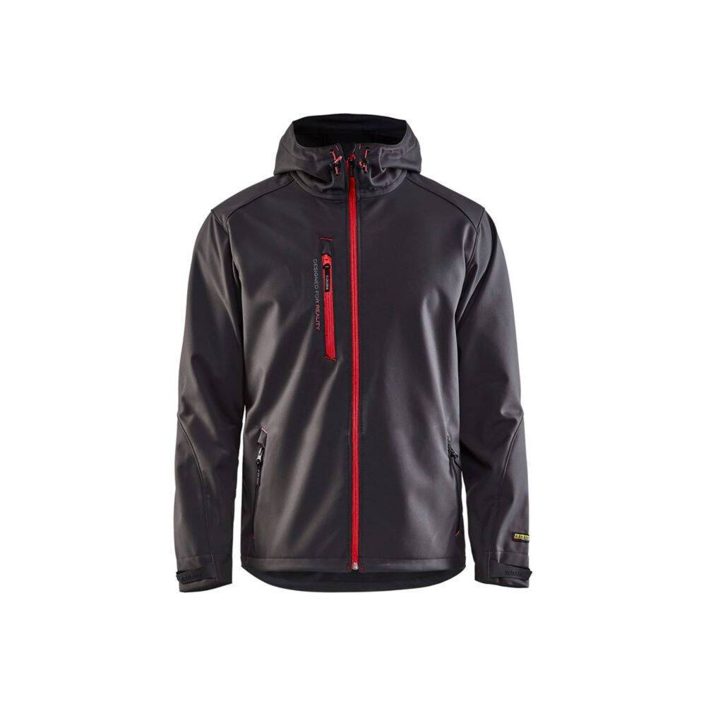 Veste softshell à capuche Blaklader Gris Foncé / Rouge S-0