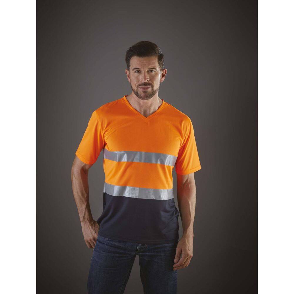 T-shirt haute visibilité Yoko TOP COOL Orange / Marine XXL-1