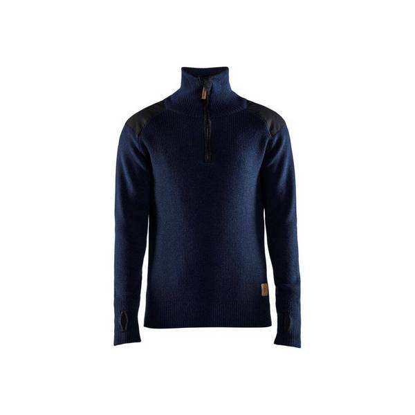Sweat en laine col zippé BLAKLADER Marine / Gris 4XL
