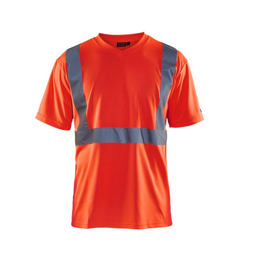 T-shirt haute visibilité Blaklader col v 100% polyester Rouge Fluo S