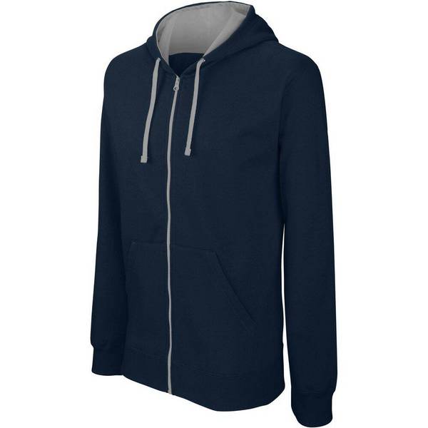 Sweat-shirt zippé capuche contrastée Kariban Homme Marine 4XL