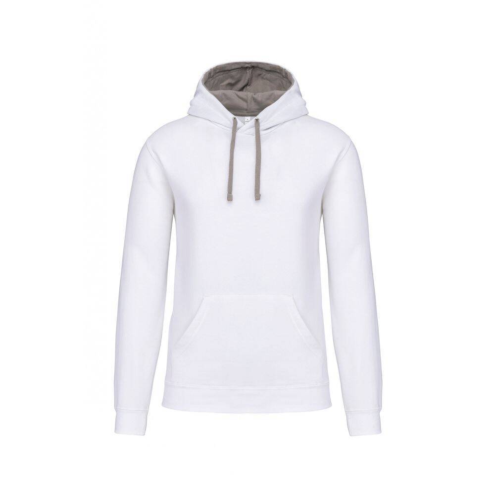 Sweat-shirt à capuche contrastée Kariban homme Blanc / Gris L