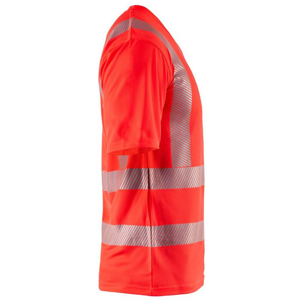 T-shirt haute visibilité Blaklader col v 100% polyester anti-odeur Rouge Fluo L-1