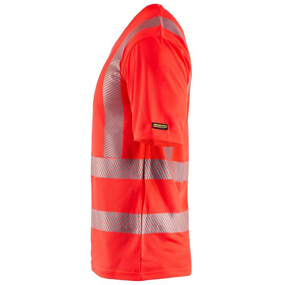 T-shirt haute visibilité Blaklader col v 100% polyester anti-odeur Rouge Fluo L-2