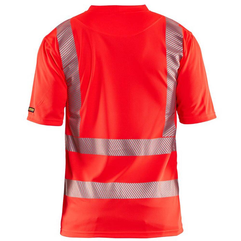 T-shirt haute visibilité Blaklader col v 100% polyester anti-odeur Rouge Fluo L-3