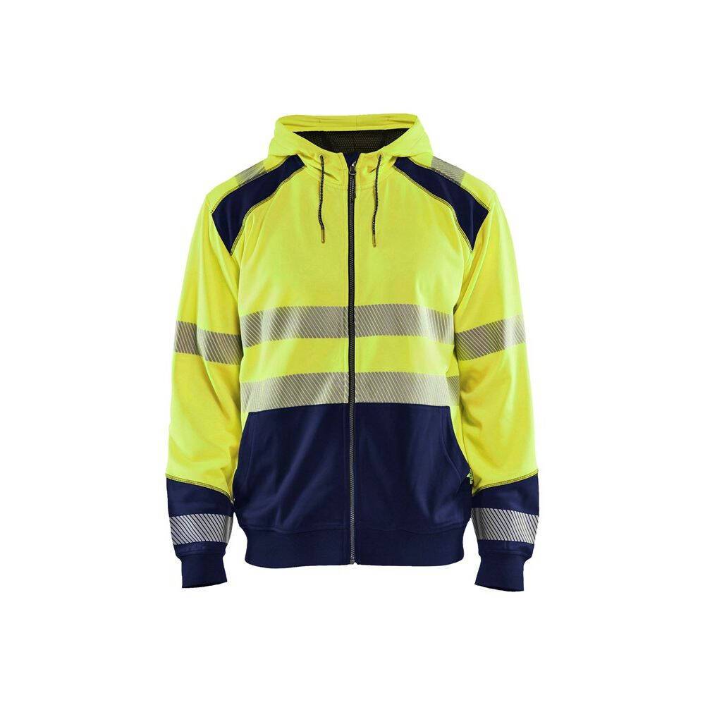 Sweat shirt à capuche haute visibilité Blaklader zippé classe 2 Jaune / Marine S-0