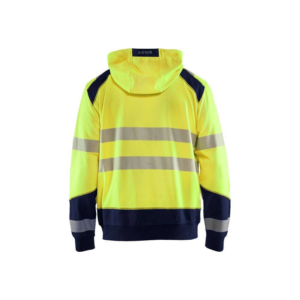 Sweat shirt à capuche haute visibilité Blaklader zippé classe 2 Jaune / Marine S-3