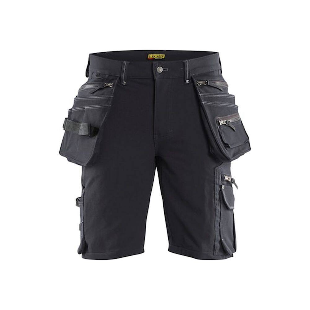 Short de travail artisan stretch 4D avec poches flottantes Blaklader X1900 Gris Foncé / Noir 38