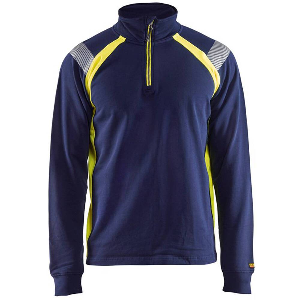 Sweat haute visibilité Blaklader col camionneur Marine / Jaune M-0