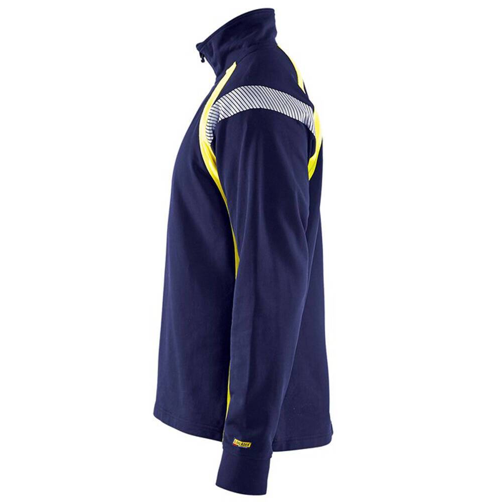 Sweat haute visibilité Blaklader col camionneur Marine / Jaune M-2