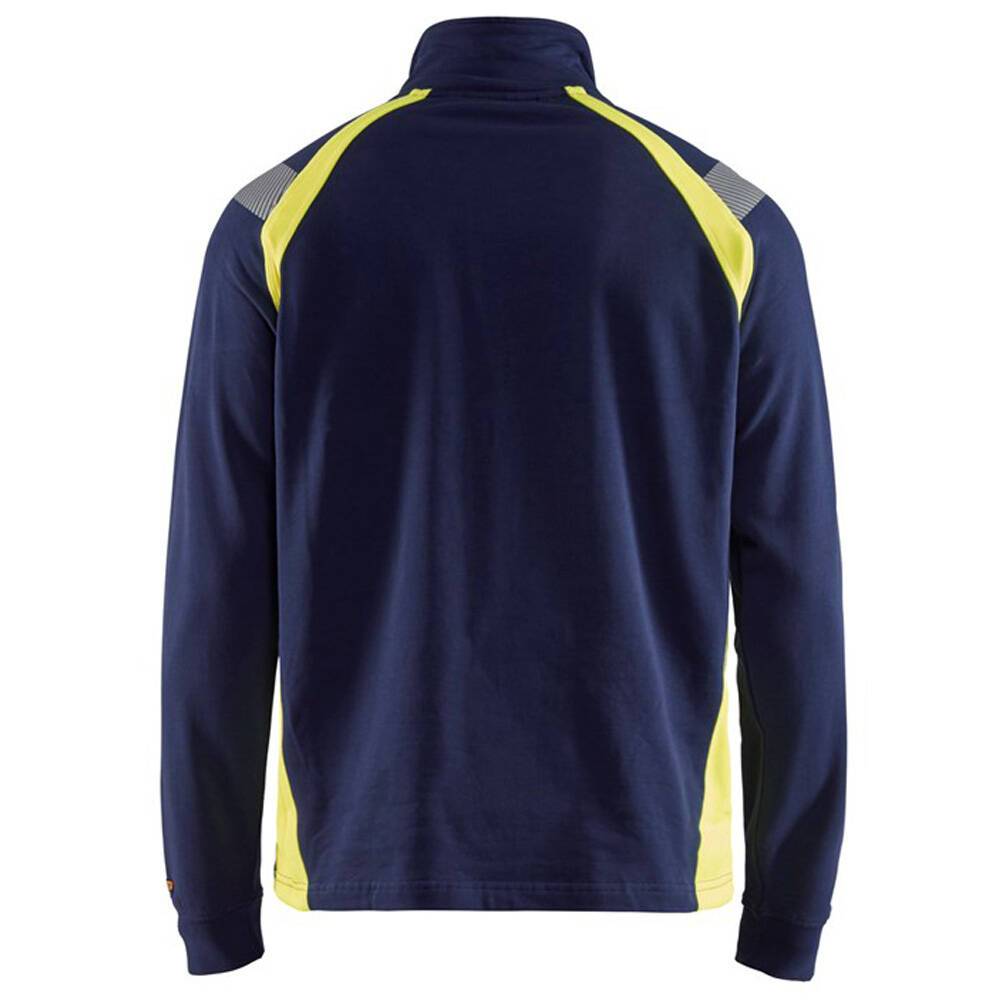 Sweat haute visibilité Blaklader col camionneur Marine / Jaune M-3
