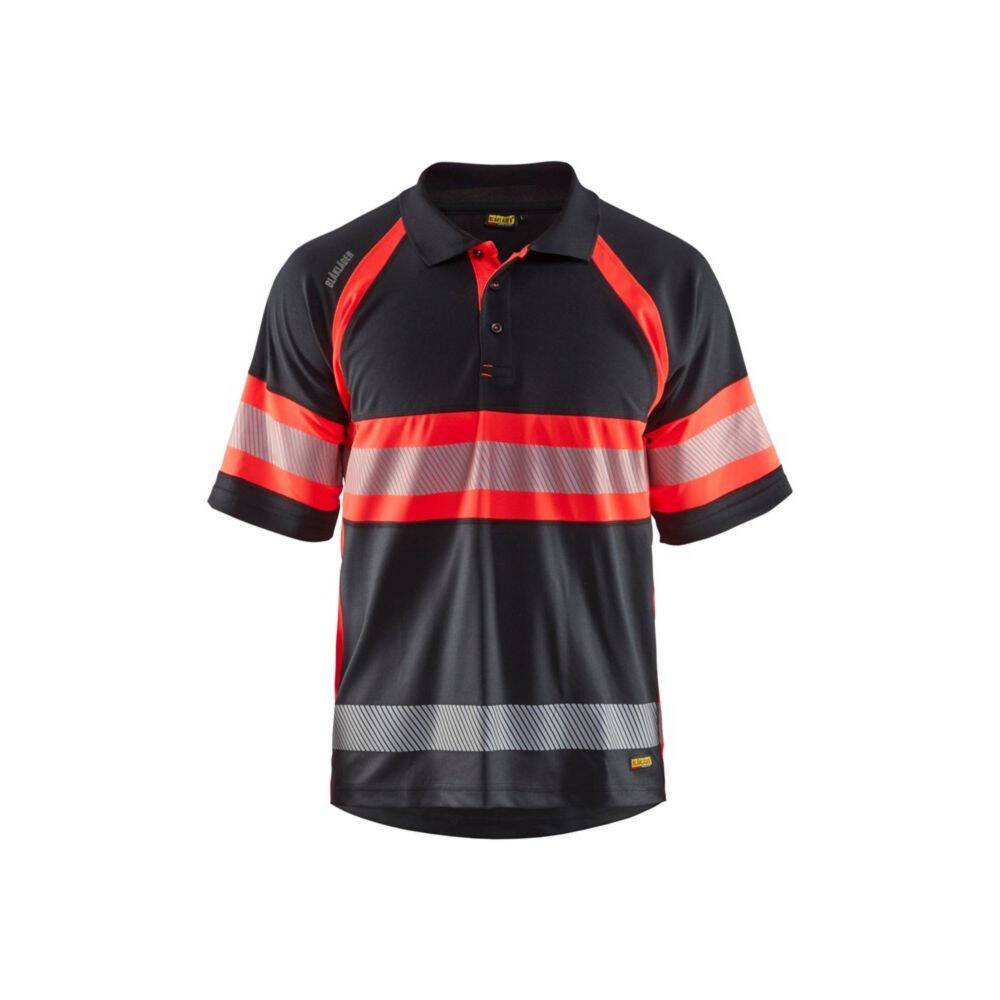 Polo haute visibilité Blaklader anti-UV et anti-odeurs Noir / Rouge M
