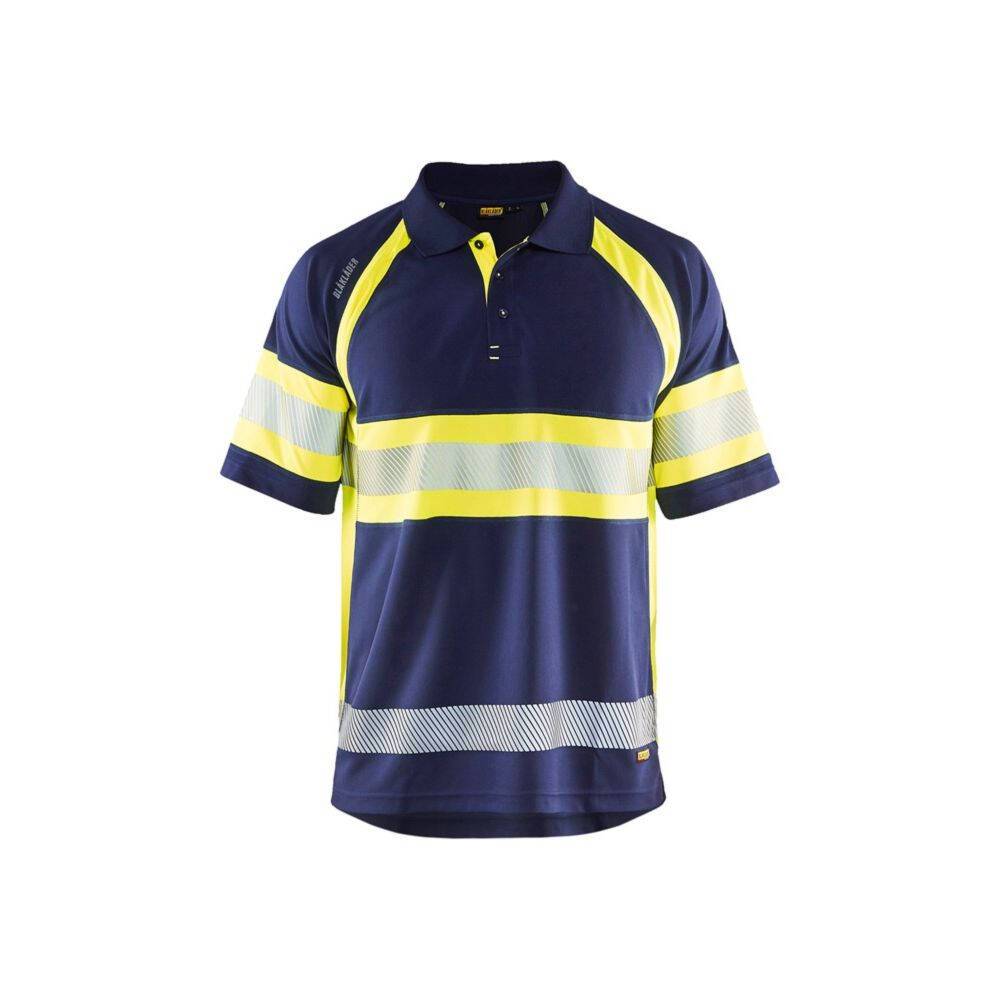 Polo haute visibilité Blaklader anti-UV et anti-odeurs Bleu Marine / Jaune 3XL