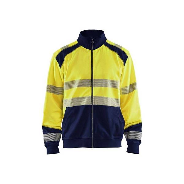 Sweat shirt zippé haute visibilité Blaklader Classe 2 Jaune / Marine 3XL