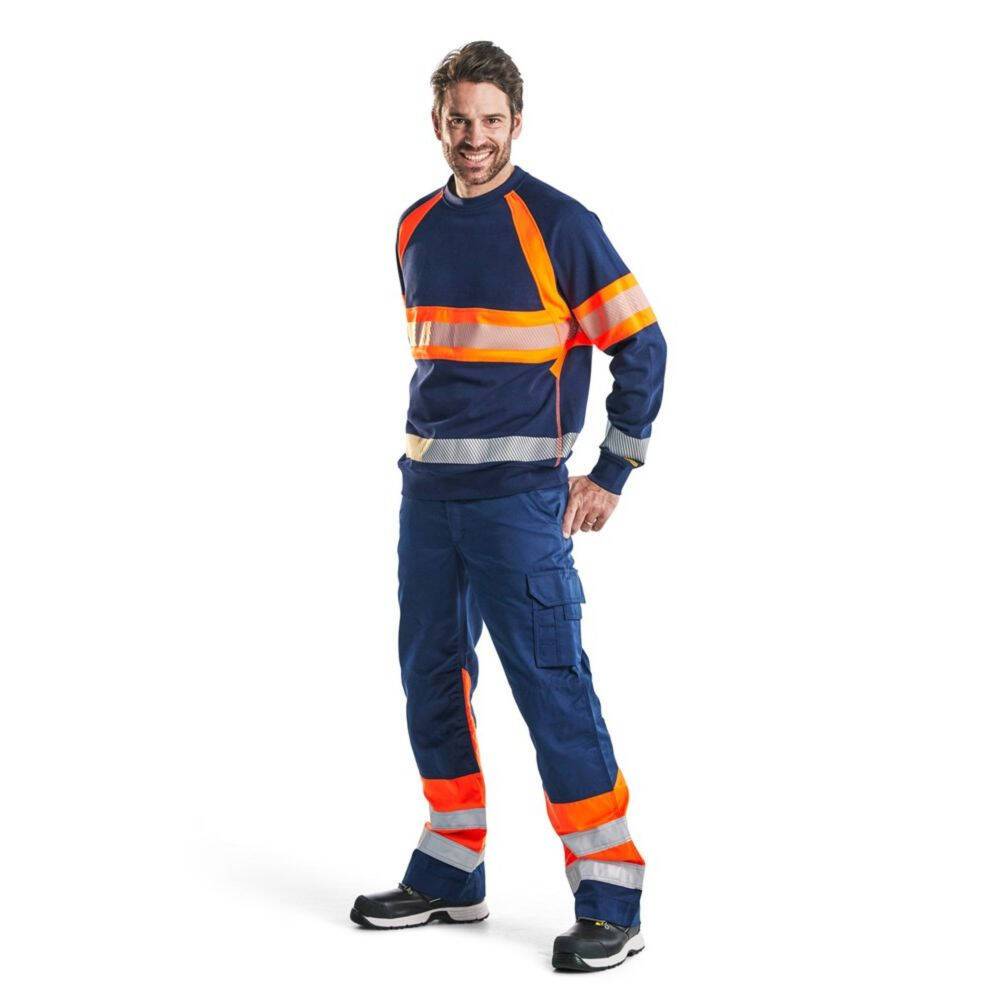 Sweat-shirt haut visibilité Blaklader Marine / Orange XS-4