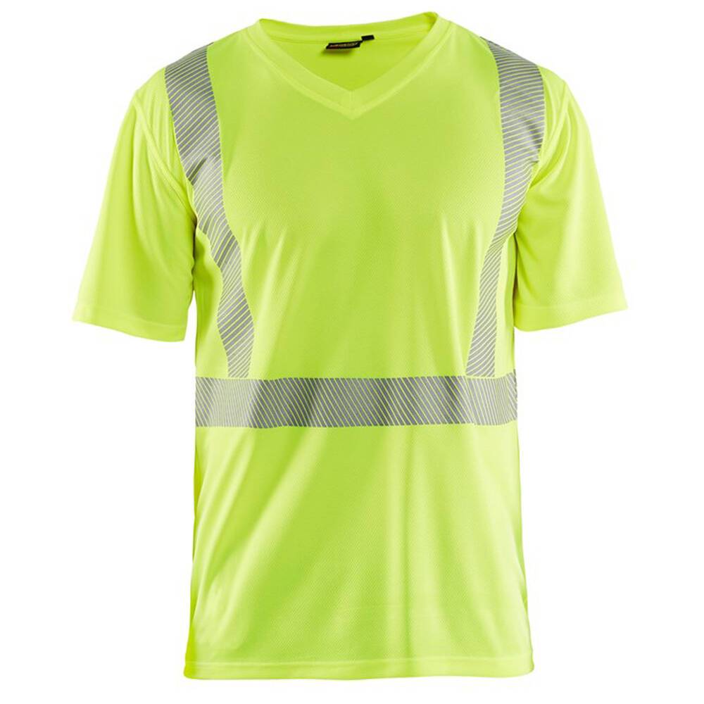 T-shirt haute visibilité Blaklader col v 100% polyester anti-odeur Jaune S-0