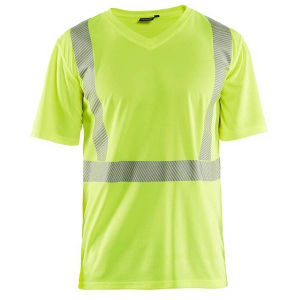 T-shirt haute visibilité Blaklader col v 100% polyester anti-odeur Jaune S