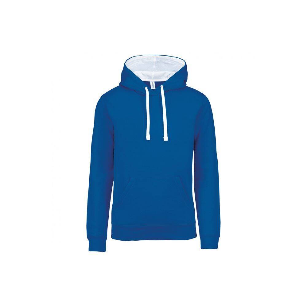 Sweat-shirt à capuche contrastée Kariban homme Bleu / Blanc L
