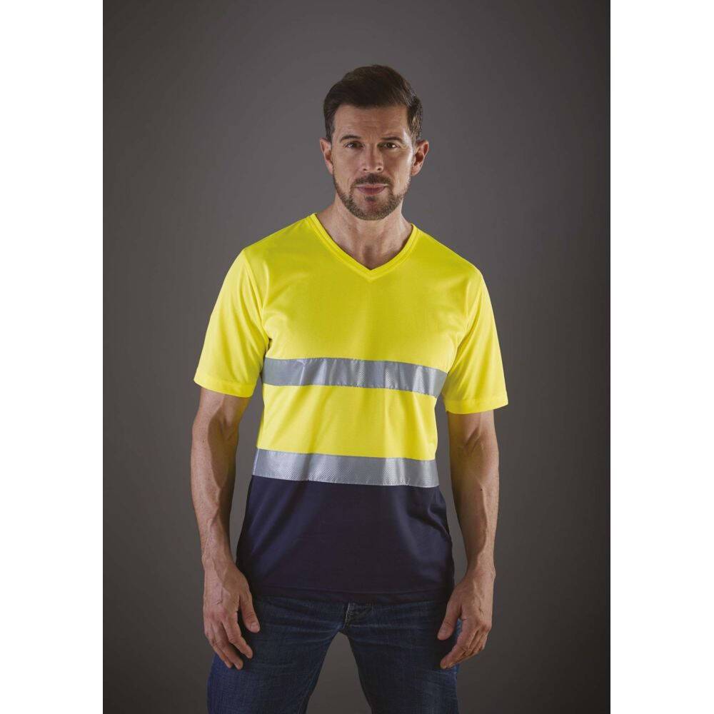 T-shirt haute visibilité Yoko TOP COOL Jaune / Marine S-1