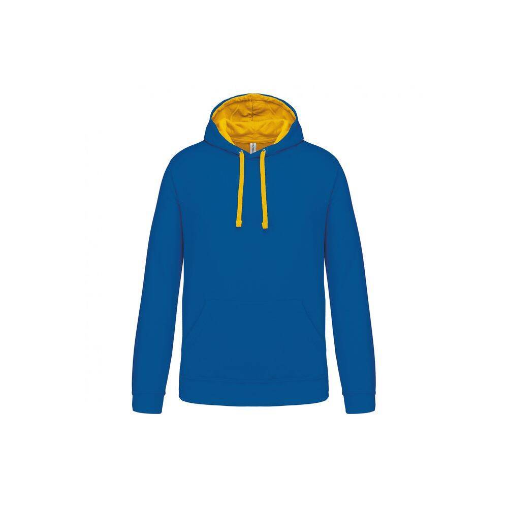 Sweat-shirt à capuche contrastée Kariban homme Bleu / Jaune XXL-0