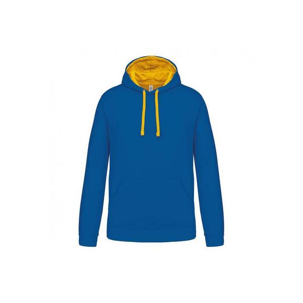 Sweat-shirt à capuche contrastée Kariban homme Bleu / Jaune XXL