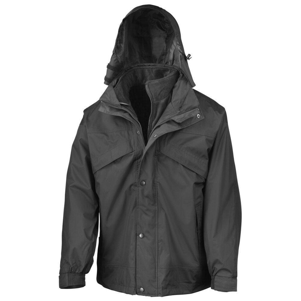 Veste 3 en 1 imperméable doublée en polaire zip&clip Result Noir S-0