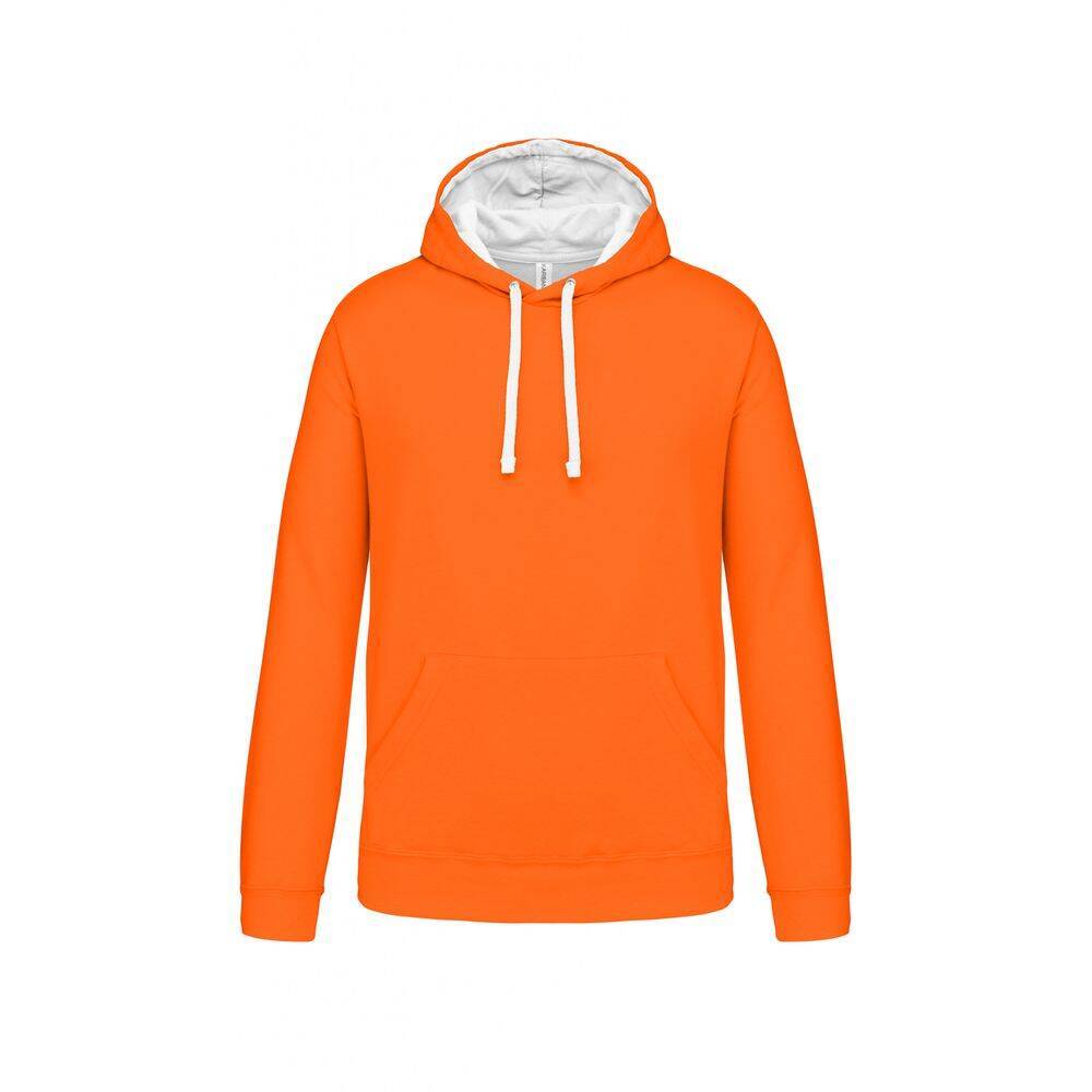 Sweat-shirt à capuche contrastée Kariban homme Orange / Blanc S-0