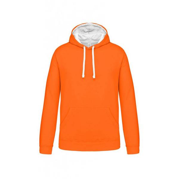 Sweat-shirt à capuche contrastée Kariban homme Orange / Blanc S