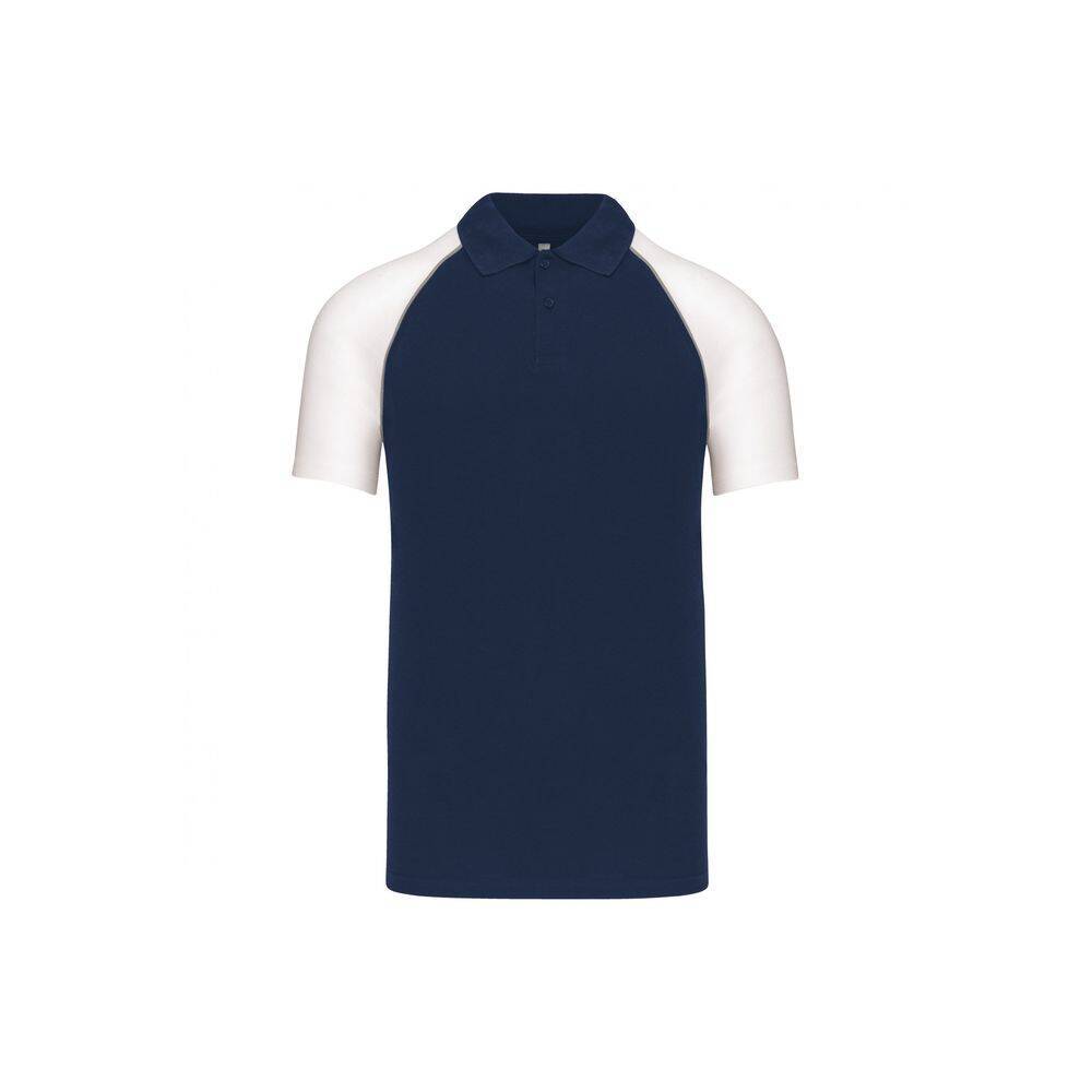 Polo de travail Baseball manches courtes Kariban Bleu Epaules Blanches XXL