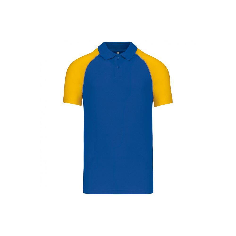 Polo de travail Baseball manches courtes Kariban Bleu Royal / Jaune XXL